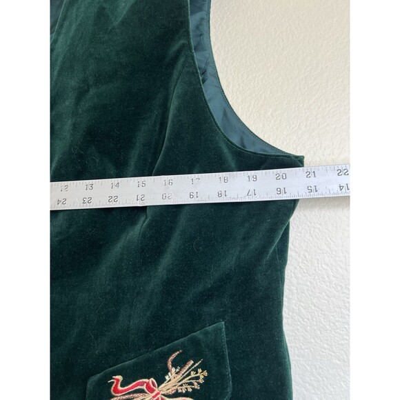 Susan Bristol New Traditions‎ Vest Women's 16 Green Velvet Embroidered Pockets - Picture 9 of 10